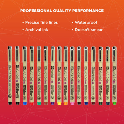 SAKURA 50075 16-Piece Pigma Micron 05 (Colors may vary) Cube Collection Ink Pen Set