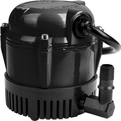 Little Giant #1 205 GPH Direct Drive Small Submersible Pump with 6-foot cord, Black, 501004
