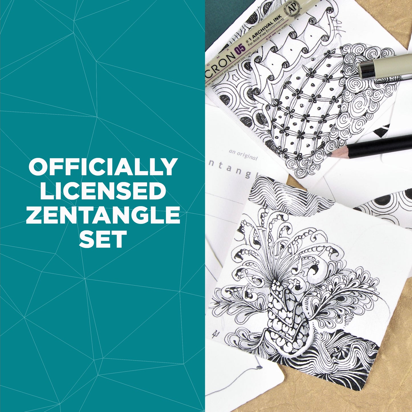 Sakura #50113 Zentangle 11 Pc Set w/ Zendala Round WhiteTiles (4-5/8" in Diameter)