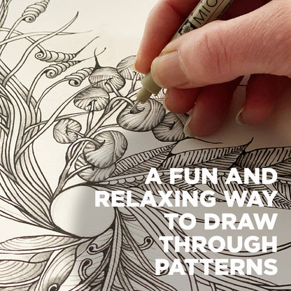 SAKURA Zentangle Gray Drawing Set w/ White Paper Tiles, Archival Micron Pens, 10 Pc Set 50117