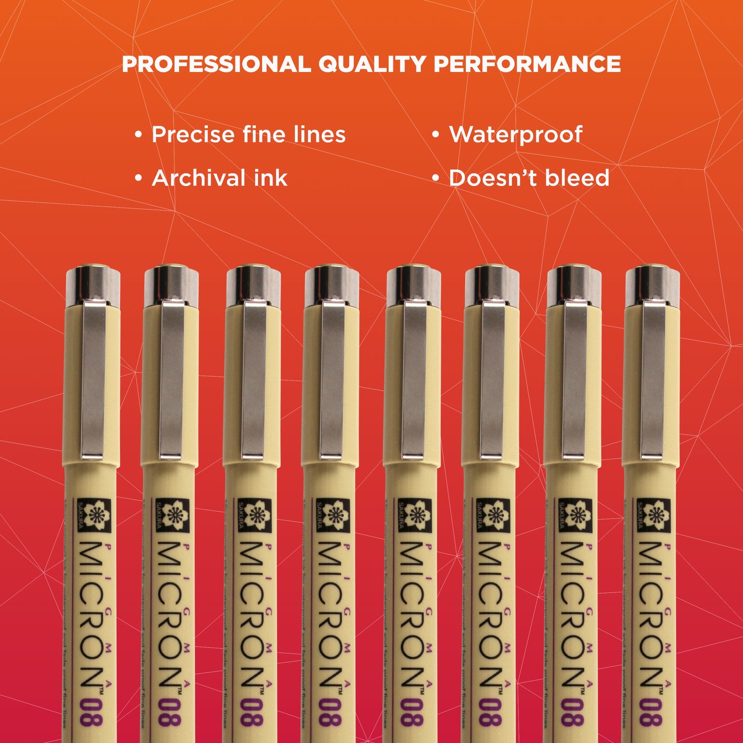 SAKURA Pigma Micron 08 Tip Fineliner Pens, Ass't Archival Colors, 8 PK 50147