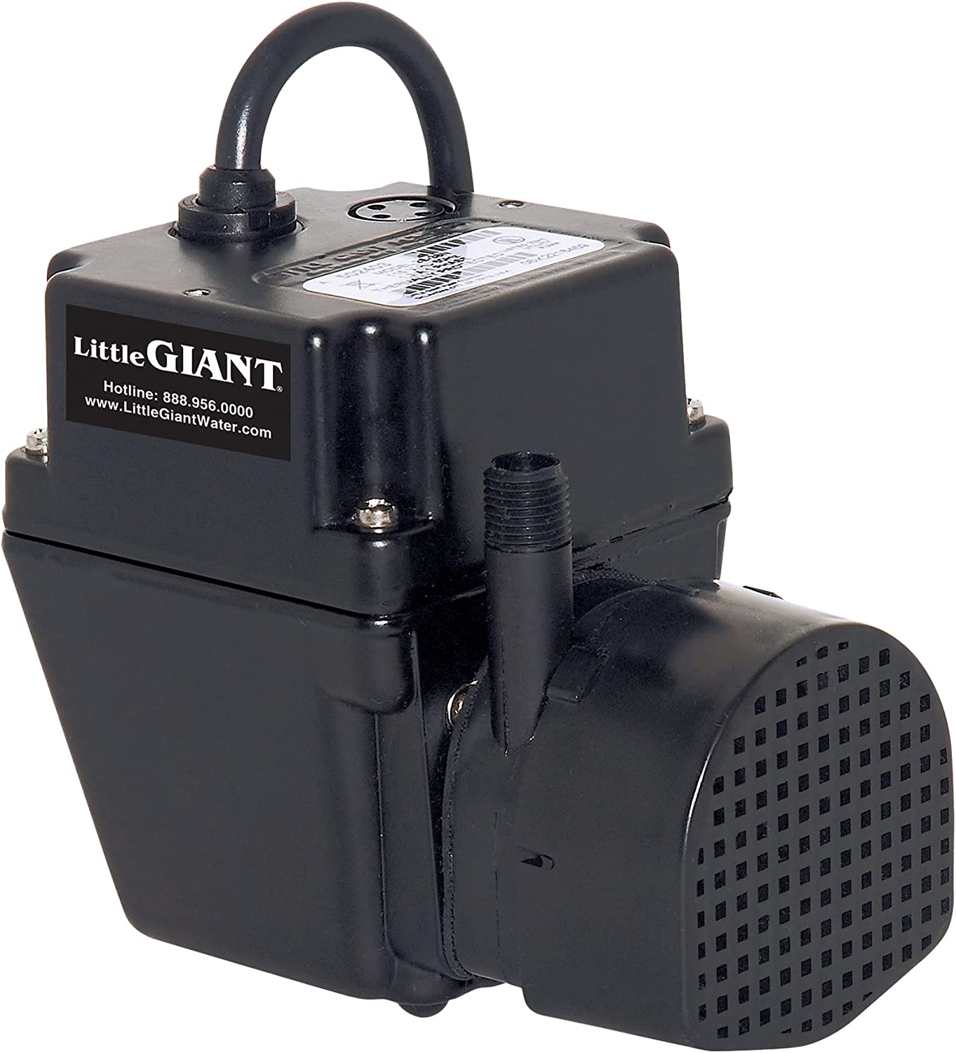 Little Giant 502375 In-line/Submersible 300 GPH, 1/40 HP, 115 Volt Manual Small Oil-filled Aluminum Pump with 15-ft. Cord, Black, 2E-38N-WG
