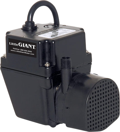 Little Giant 502375 In-line/Submersible 300 GPH, 1/40 HP, 115 Volt Manual Small Oil-filled Aluminum Pump with 15-ft. Cord, Black, 2E-38N-WG