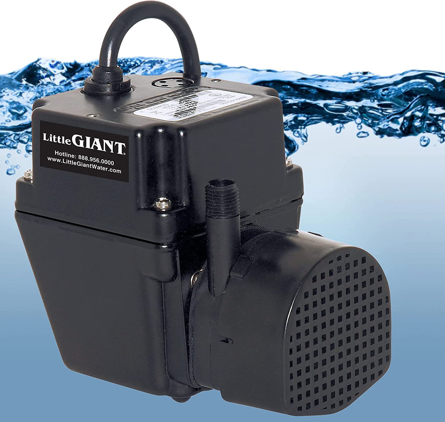 Little Giant 502375 In-line/Submersible 300 GPH, 1/40 HP, 115 Volt Manual Small Oil-filled Aluminum Pump with 15-ft. Cord, Black, 2E-38N-WG