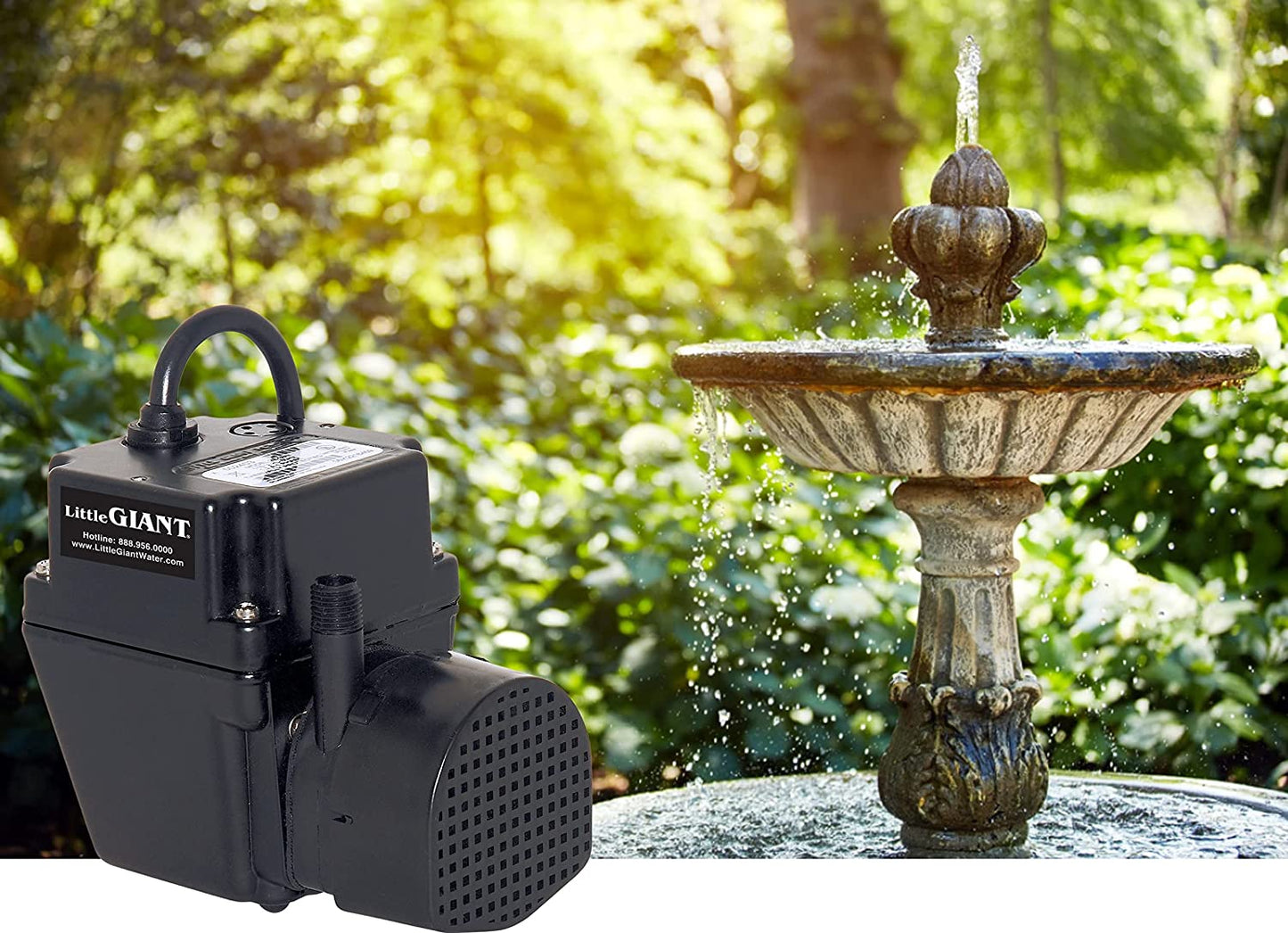 Little Giant 502375 In-line/Submersible 300 GPH, 1/40 HP, 115 Volt Manual Small Oil-filled Aluminum Pump with 15-ft. Cord, Black, 2E-38N-WG