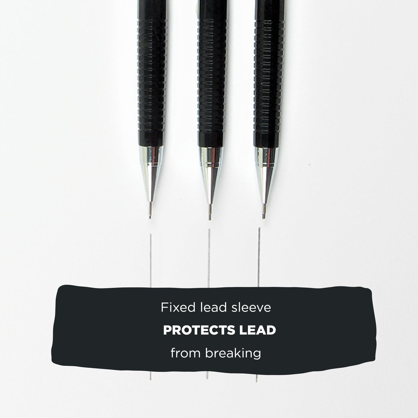 Sakura 50299 Mechanical Pencil Fixed Sleeve 0.9-mm with 3 Erasers, Black