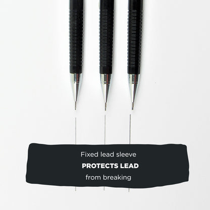 Sakura 50299 Mechanical Pencil Fixed Sleeve 0.9-mm with 3 Erasers, Black