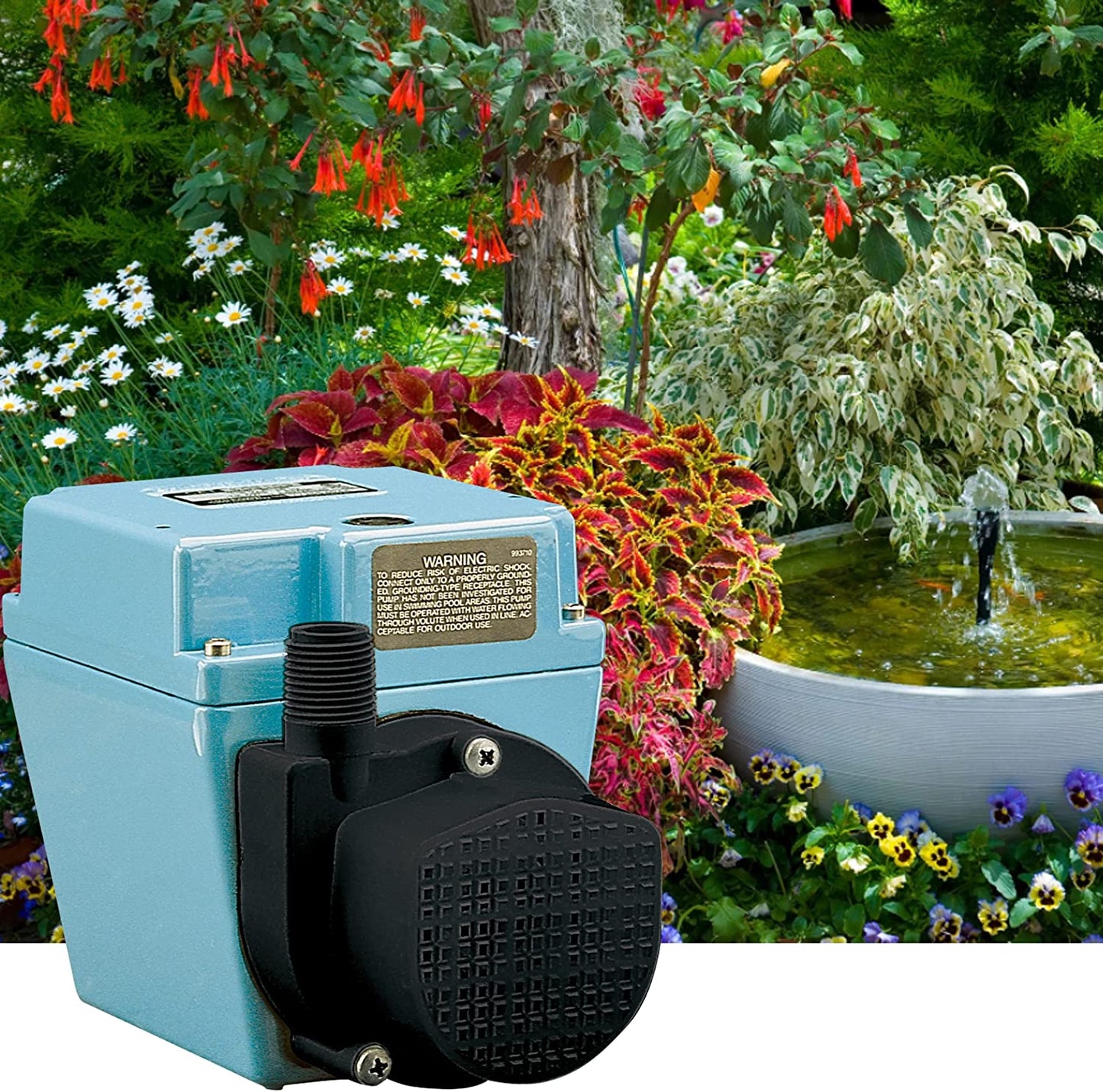 Little Giant 3E-12NRY 230-Volt, 1/15 HP, 600 GPH Oil-Filled Direct Drive In-Line or Submersible Pump with 12-ft. Cord (Plug-less), Blue, 503216