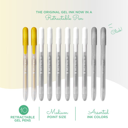 SAKURA Gelly Roll Retractable Opaque Color Set: 6 White, 2 Gold, 2 Silver