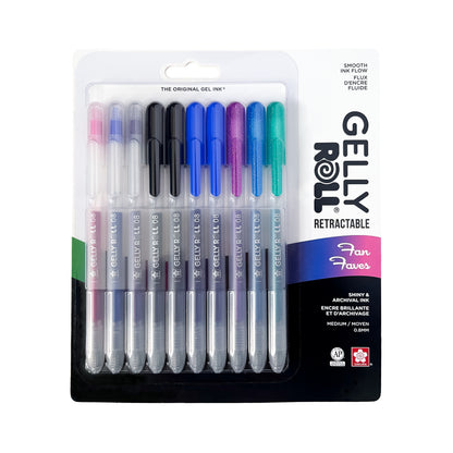 SAKURA Gelly Roll Retractable Sparkle Set: 3 Stardust, 3 Metallic, 2 Blue & 2 Black