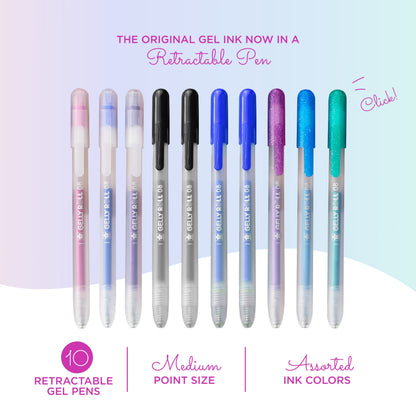 SAKURA Gelly Roll Retractable Sparkle Set: 3 Stardust, 3 Metallic, 2 Blue & 2 Black