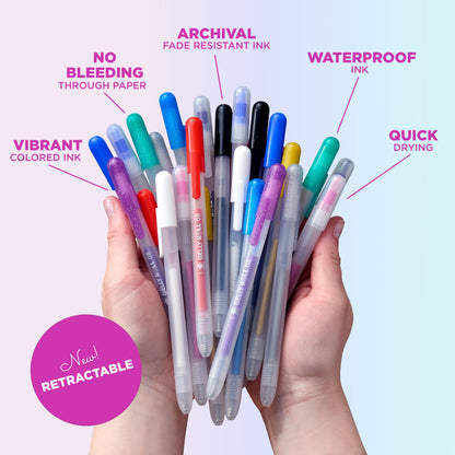 SAKURA Gelly Roll Retractable Sparkle Set: 3 Stardust, 3 Metallic, 2 Blue & 2 Black