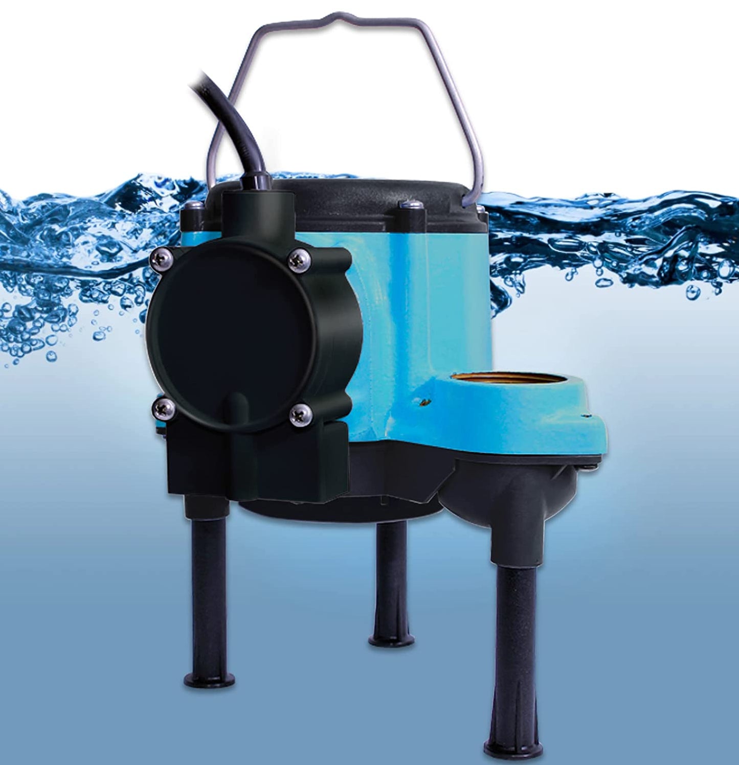 Little Giant 6-CIA 115 Volt, 1/3 HP 2760 GPH Cast Iron Submersible Sump Pump with Extended Leg Kit and Integral Diaphragm Switch, 10-Ft. Cord, Blue, 506162