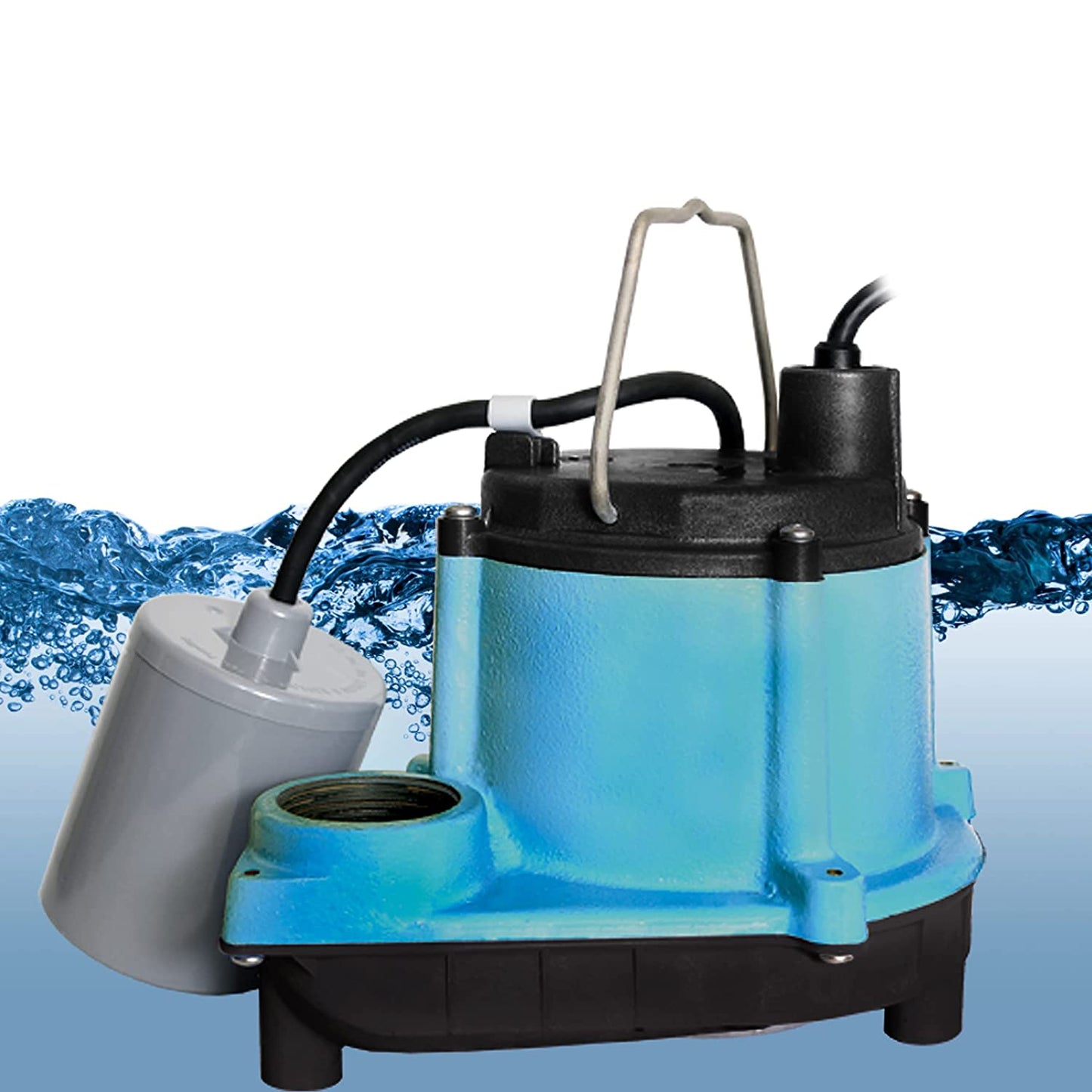 Little Giant 6-CIA-RFS 115 Volt, 1/3 HP, 2760 GPH Cast Iron Submersible Sump Pump with Piggyback Mechanical Float Switch, 10-Ft. Cord, Blue, 506171