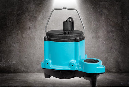 Little Giant 6-CIM-R 115-Volt, 1/3 HP, 2750 GPH Manual Submersible Sump/Utility Pump with 10-Ft. Cord, Blue, 506271