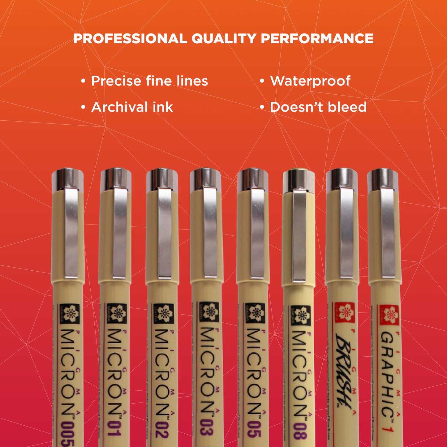 SAKURA - Pigma Micron Fineliner Pens, Archival Black Ink, Assorted Tip Sizes, 8 Pack 30067 + SAKURA - Pigma Micron 05 Tip Fineliner Pens, Assorted Archival Colors, 8 Pack 30066
