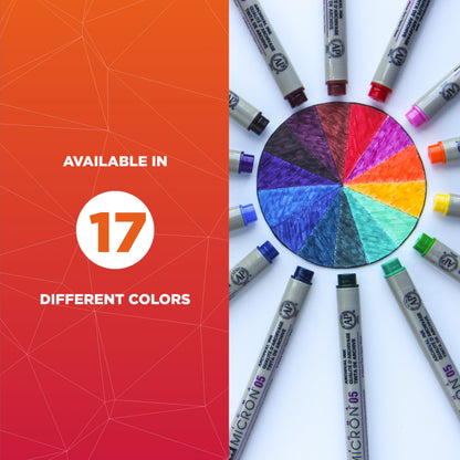 SAKURA - Pigma Micron Fineliner Pens, Archival Black Ink, Assorted Tip Sizes, 8 Pack 30067 + SAKURA - Pigma Micron 05 Tip Fineliner Pens, Assorted Archival Colors, 8 Pack 30066