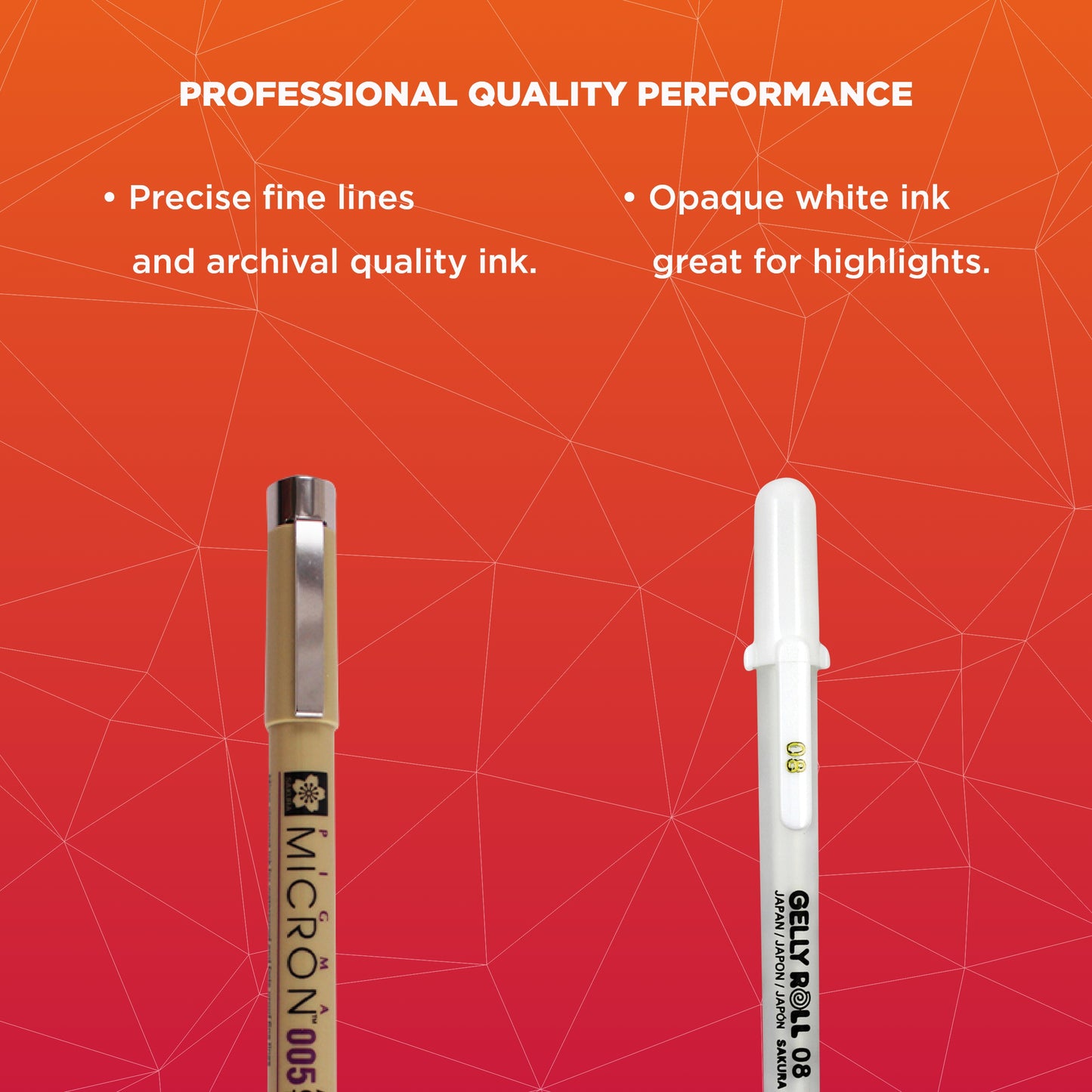 SAKURA - Pigma Micron Fineliner Pens, Archival Black Ink, Assorted Tip Sizes, 8 Pack 30067 + SAKURA - Gelly Roll Classic Gel Pens, Medium Tip, Opaque White Ink, 6 Pack 57488