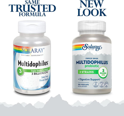 Solaray Multidophilus 3 Freeze Dried | 3 Billion CFU | Probiotics L. acidophilus, B. bifidum, and L. bulgaricus for