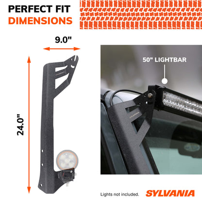 SYLVANIA 50" A-Pillar Mounting Bracket Compatible with Jeep Wranglers JK 2007-2017 Models
