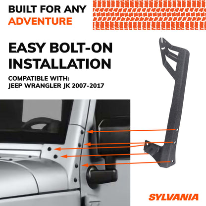 SYLVANIA 50" A-Pillar Mounting Bracket Compatible with Jeep Wranglers JK 2007-2017 Models
