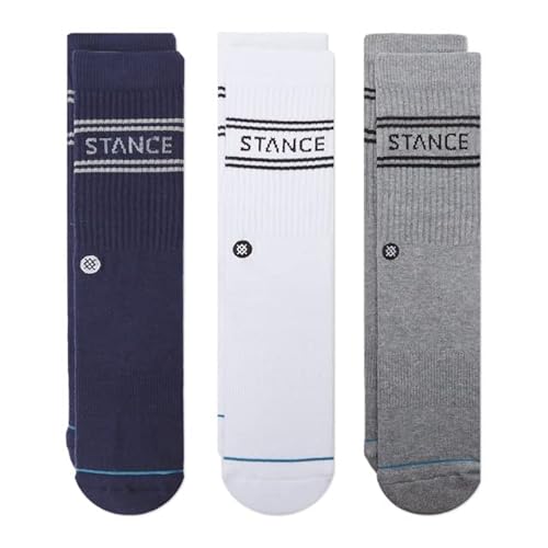 Stance Basic 3 Pack Crew Socks (Large, Navy)