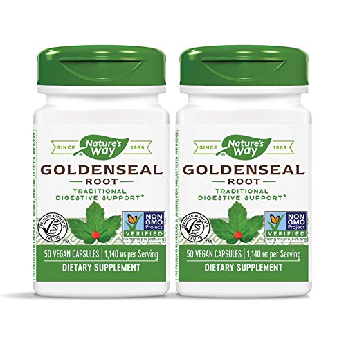 Nature's Way Premium Herbal Goldenseal Root 570 mg, 50 Vegetarian Capsules (2 Pack)
