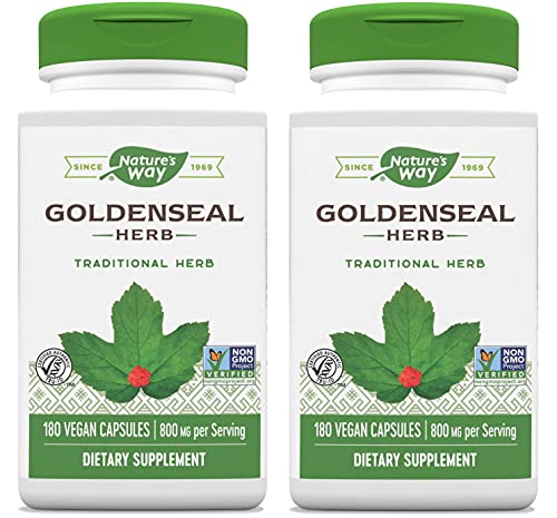 Nature's Way Premium Herbal Goldenseal Herb 400 mg, 180 Vegetarian Capsules, Pack of 2