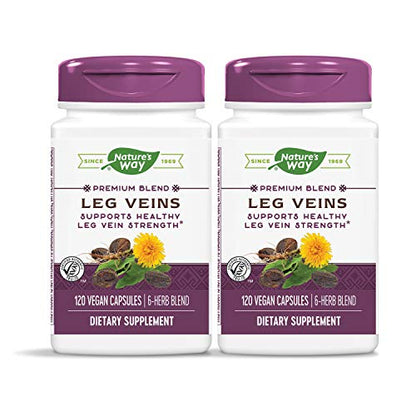 Nature's Way Leg Veins Support Blend, with Tru-OPCSTM, Vegetarian, 120 Vegetarian Capsules, Pack of 2