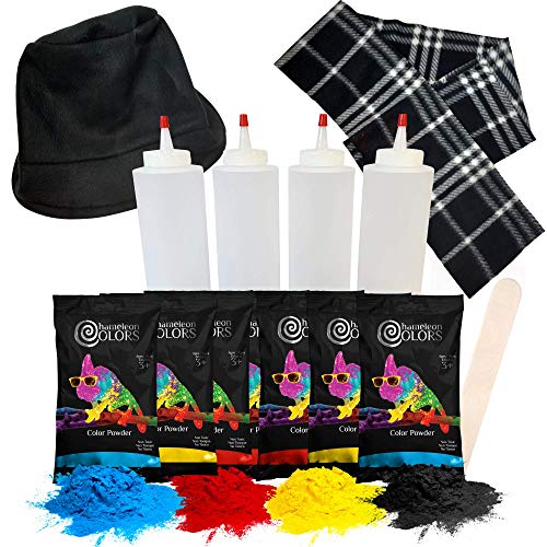 Chameleon Colors Paint Your Own Snowman Kit-Color Powder Snowman Decorating Kit-Includes 8 Packets of Colored Chalk in 4 Colors, 4 Squirt Bottles, Snowman Top Hat, and Scarf-Fun Snow Toys for Kids