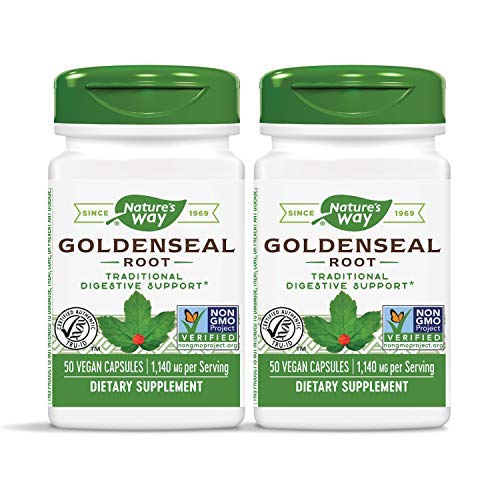 Nature's Way Premium Herbal Goldenseal Root 570 mg, 50 Vegetarian Capsules (2 Pack)