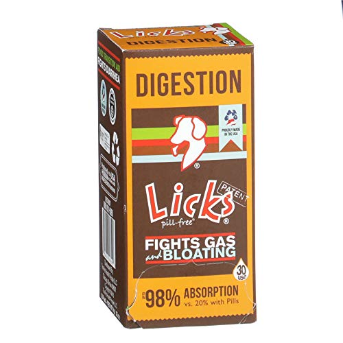 Licks Pill-Free Dog Digestion - Dog Gut Health and Gas Relief - Bloating Relief and Digestion Supplement for Dogs - Dog Health Supplies - Gel Packets - 30 Use