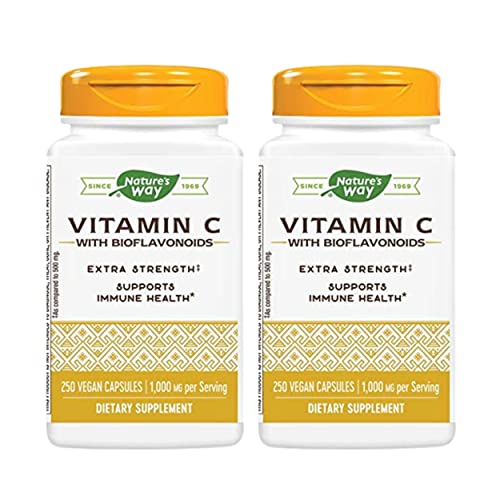 Vitamin C 1000 mg with Bioflavonoids, 1000 mg Vitamin C per Serving, 250 Vegetarian Capsules (2 Pack)