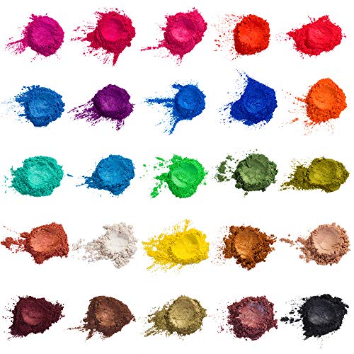 Chameleon Colors Mica Powder Kit, 25 Colors for Epoxy Resin, Nail Art, and Makeup Pigment, 125 Grams (5 Grams per Color)