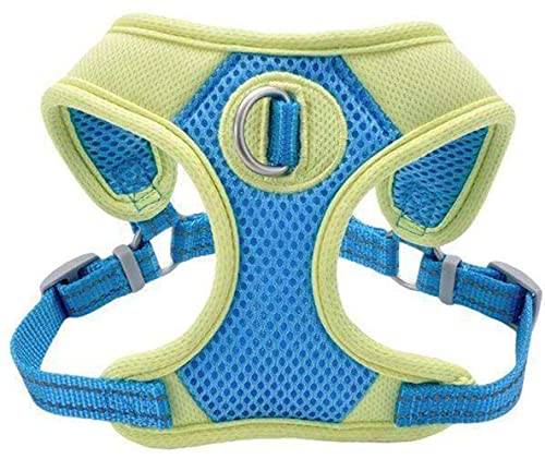 Coastal - Pro Reflective Mesh Dog Harness - Comfortable and Bright for High Visibility - Aqua with Neon Yellow - 5/8‚Äù x 16"-19"