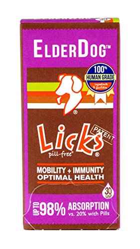 Licks Pill-Free ElderDog - Older Dog Vitamins and Supplements - Joint & Immune Support Supplements for Dogs - Dog Coat & Digestion Supplement for Senior Dogs - Gel Packets - Roasted Chicken, 30 Use