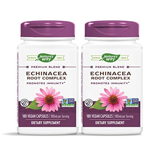 Nature's Way Echinacea Root Complex 450 mg per Capsule, 180 Vegetarian Capsules (2 Pack)