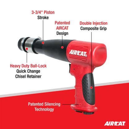 AIRCAT 5200-A-T Long Stroke Air Hammer,Red & Black