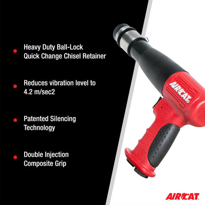 AIRCAT 5200-A-T Long Stroke Air Hammer,Red & Black