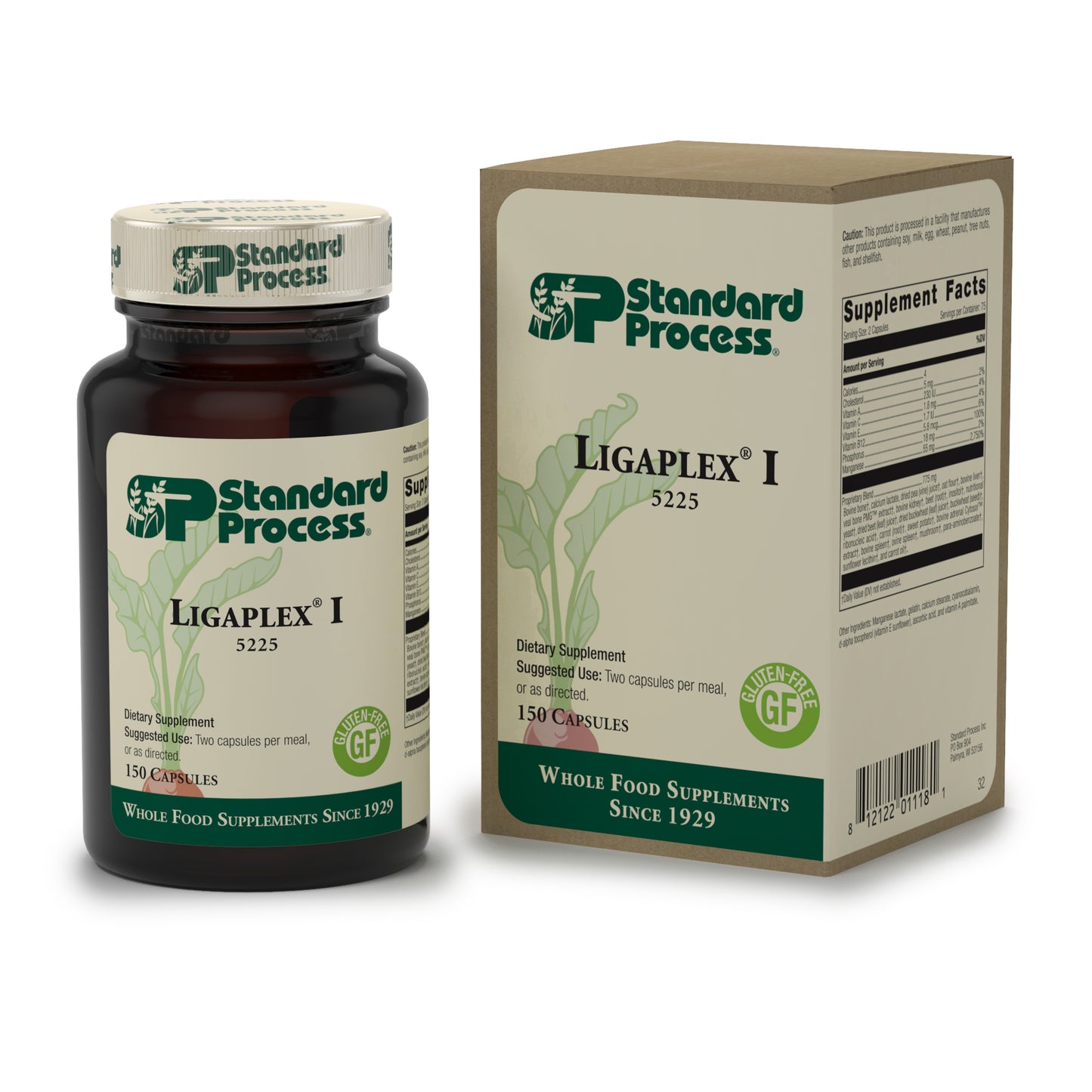 Standard Process Ligaplex I - Whole Food Supplement, Manganese Supplement, Bone Health and Bone Strength, Joint Support with Phosphorus, Shitake, Calcium Lactate, Beet Root and More - 150 Capsules