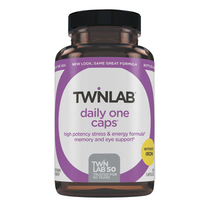 Twinlab Daily One Caps Without Iron - Daily Multivitamin for Women & Men with 25 Essential Vitamins and Minerals - Vitamins for Energy, Immune Support, Stress Relief, Eye Health 180 Caps