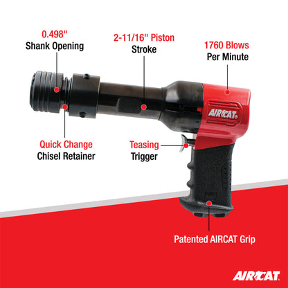 AirCat 5300-B: .498 Super Duty Air Hammer Kit 1,760 Bpm W/4 Chisels