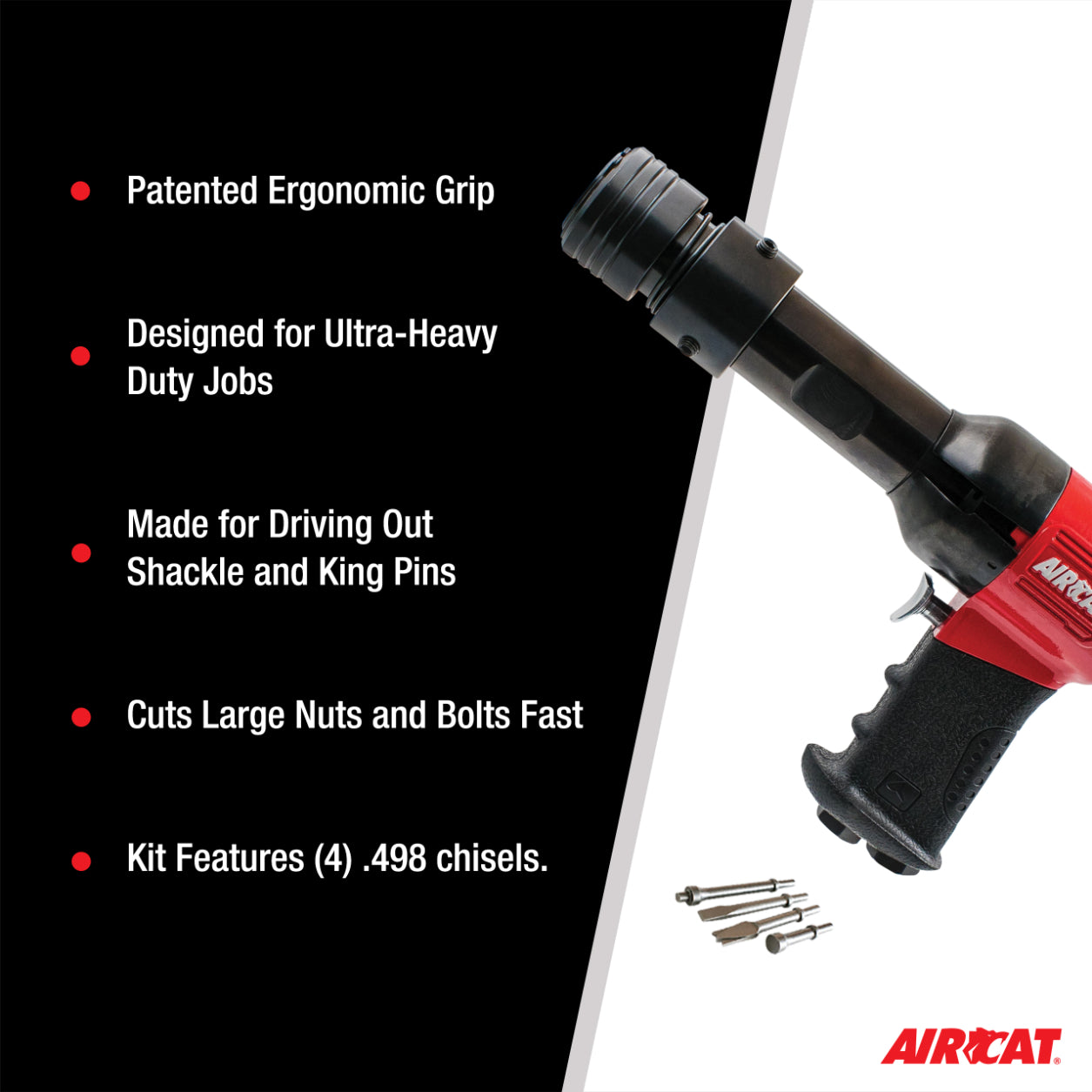 AirCat 5300-B: .498 Super Duty Air Hammer Kit 1,760 Bpm W/4 Chisels