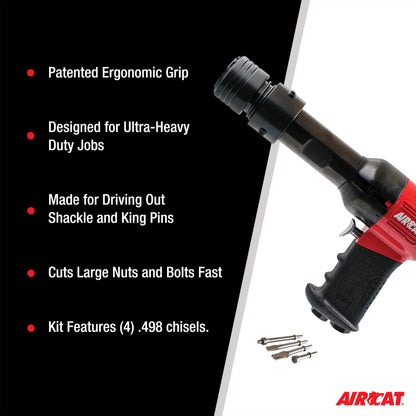 AirCat 5300-B: .498 Super Duty Air Hammer Kit 1,760 Bpm W/4 Chisels