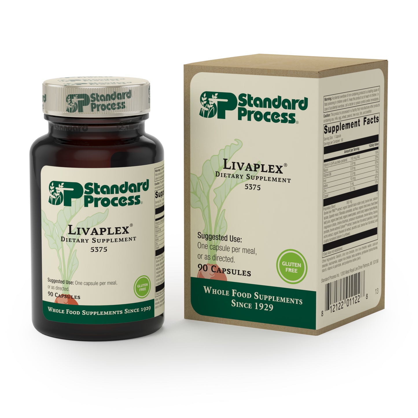 Standard Process Livaplex - Whole Food Bowel, Digestion and Digestive Health, Liver Health and Gallbladder Support with Spanish Black Radish, Betaine Hydrochloride, and Organic Carrot - 90 Capsules