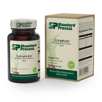 Standard Process Livaplex - Whole Food Bowel, Digestion and Digestive Health, Liver Health and Gallbladder Support with Spanish Black Radish, Betaine Hydrochloride, and Organic Carrot - 90 Capsules