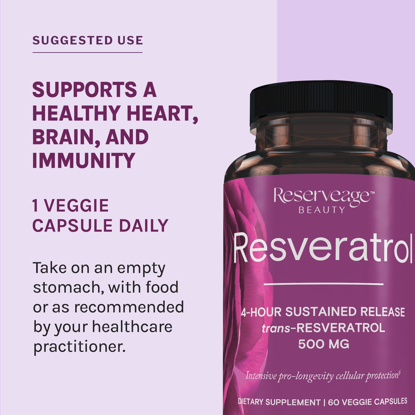 Reserveage- Resveratrol 500mg caps 60ct and Collagen replenish powder 2.75oz