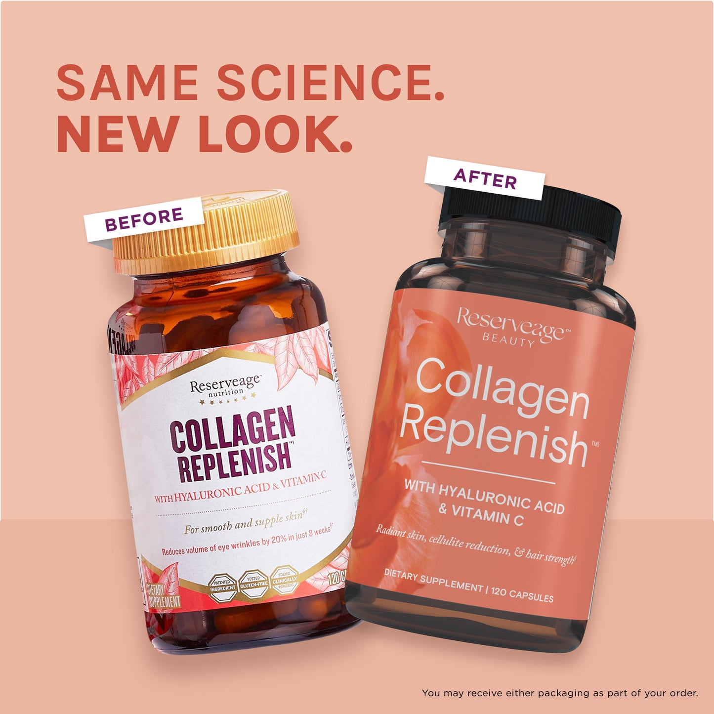 Reserveage, Collagen Replenish Capsules, Skin and Nail Supplement, Supports Collagen and Elastin Production, 120 capsules (30 servings)