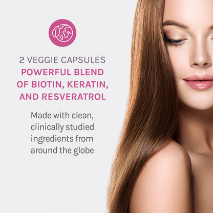 Reserveage, Keratin Hair Booster, Hair and Nails Supplement, Supports Healthy Thickness and Shine with Biotin, 120 capsules (60 servings)