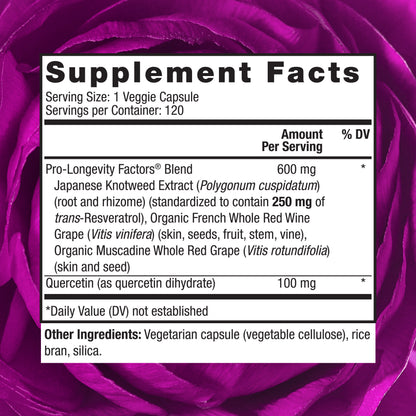 Reserveage, Resveratrol 250 mg, Antioxidant Supplement for Heart and Cellular Health, Supports Healthy Aging, Paleo, Keto, 120 Capsules